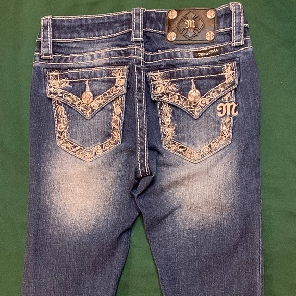 Miss Me Kids Blue Jeans with Silver Embellishments - Picture 5 of 7